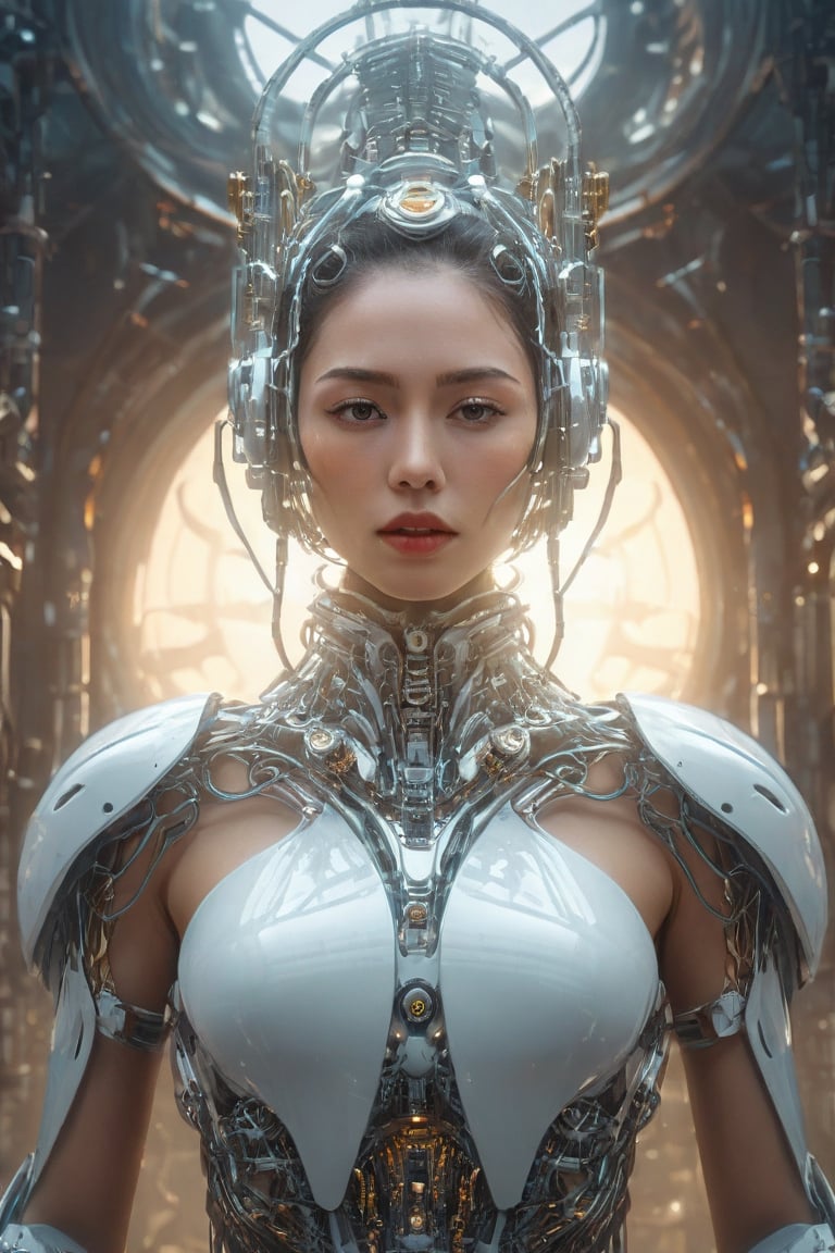 Digital Art, Surreal Art Style, Portraying the fusion of human and machine elements in the form of a bride, Surreal and otherworldly ambiance, High Resolution, (cyborg bride:1.2), (surreal art style:1.15), (fusion of human and machine:1.18), (surreal portrayal:1.12), (otherworldly ambiance:1.16), (mechanical composition:1.2), (ethereal atmosphere:1.18), (high resolution:1.15), (captivating details:1.12), (surrealistic presence:1.16), (cybernetic beauty:1.18)