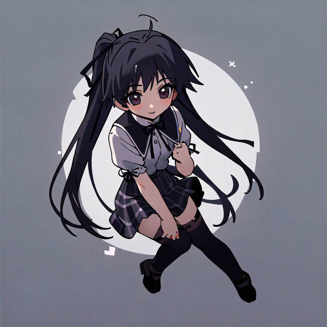 1girl,
yumenouchi chiharu, 
Rabbit Hole,
takano, short sleeves hamasaki uniform, shorttakano,solo, smile,looking at viewer,chibi,full_body, no nose,thighhighs,lofers,
masterpiece, newest,best quality, very aesthetic, absurdres, safe, 