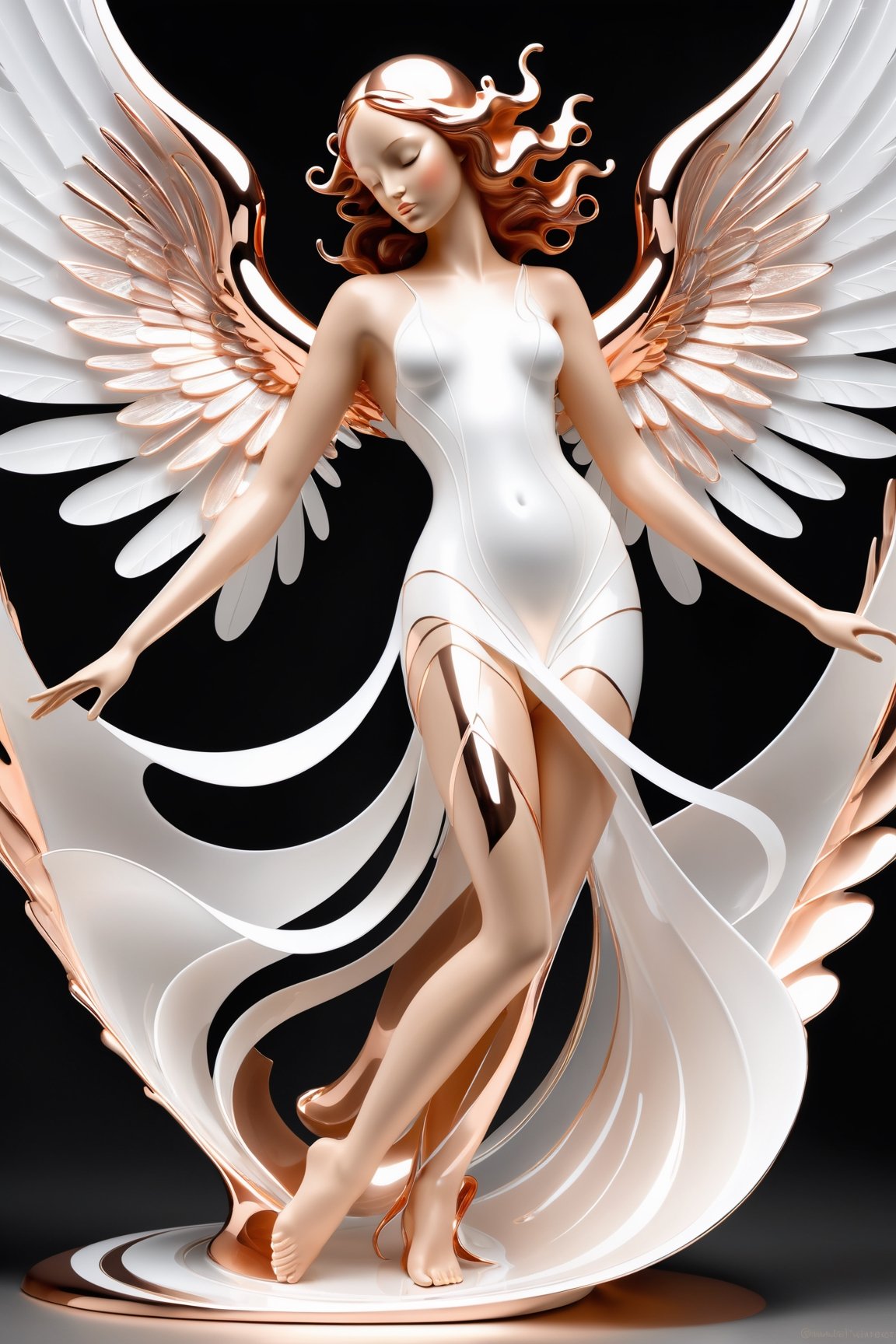 beautifull dancing angel ,  Use her wings to cover body,  wearing the white on she head and legs by Octzilla Hub on Tensor...