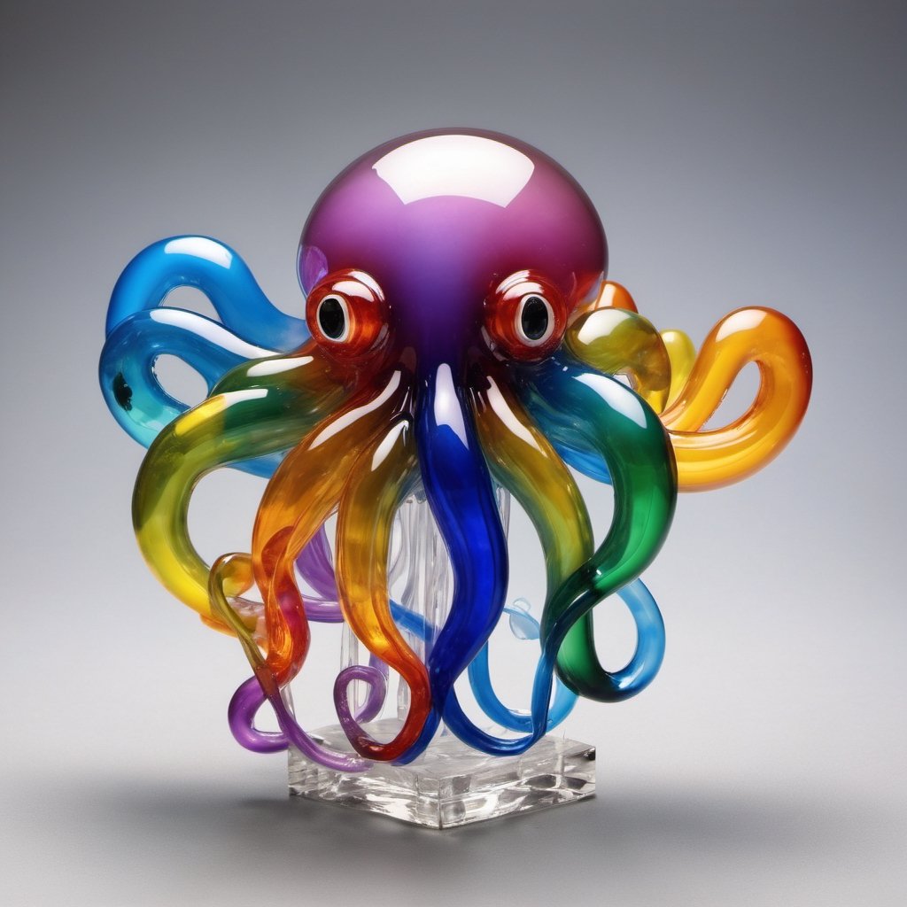 colorful glass octopus like shape of balloon,  Best quality,  masterpiece by Octzilla Hub on Tensor.Art