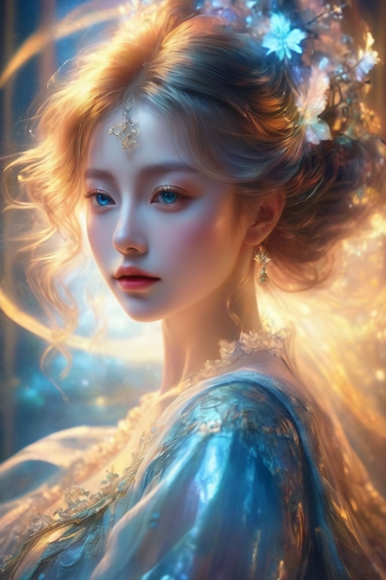 Masterpiece, high definition 8k, extremely high resolution, a 17-years-old ethereal beautiful girl, ethereal glamorous beautiful face, DonMDr4g0nXL, LegendDarkFantasy, yukime, Rococo oil painting, Rembrandt Lighting, concept art