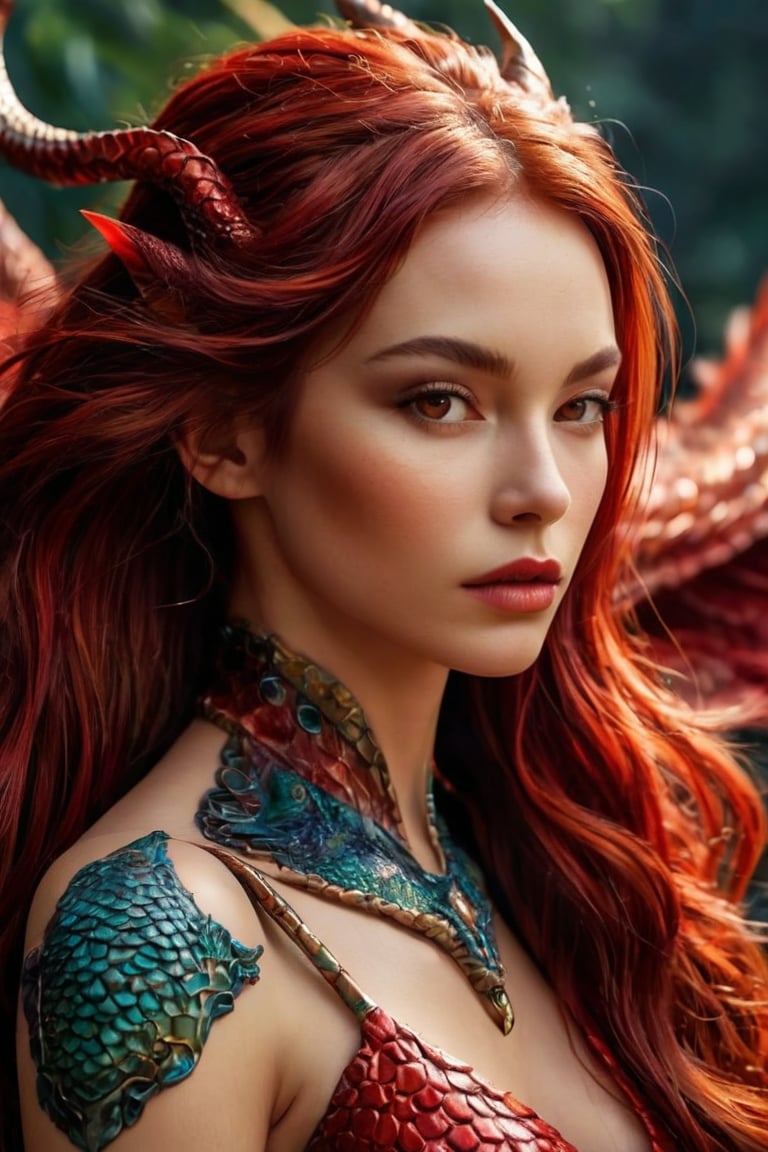 hyperrealistic,  a masterpiece. A captivating alien female draconian shapeshifter is depicted in this vibrant and detailed...