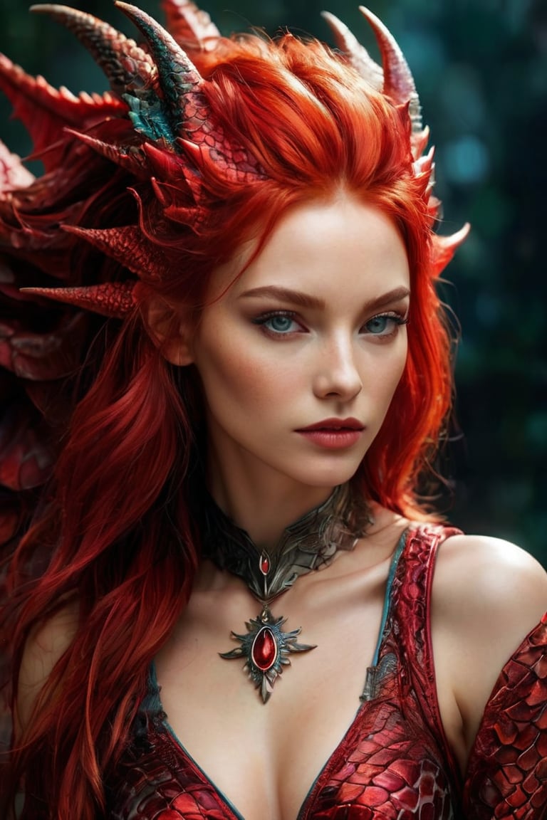 hyperrealistic,  a masterpiece. A captivating alien female draconian shapeshifter is depicted in this vibrant and detailed...