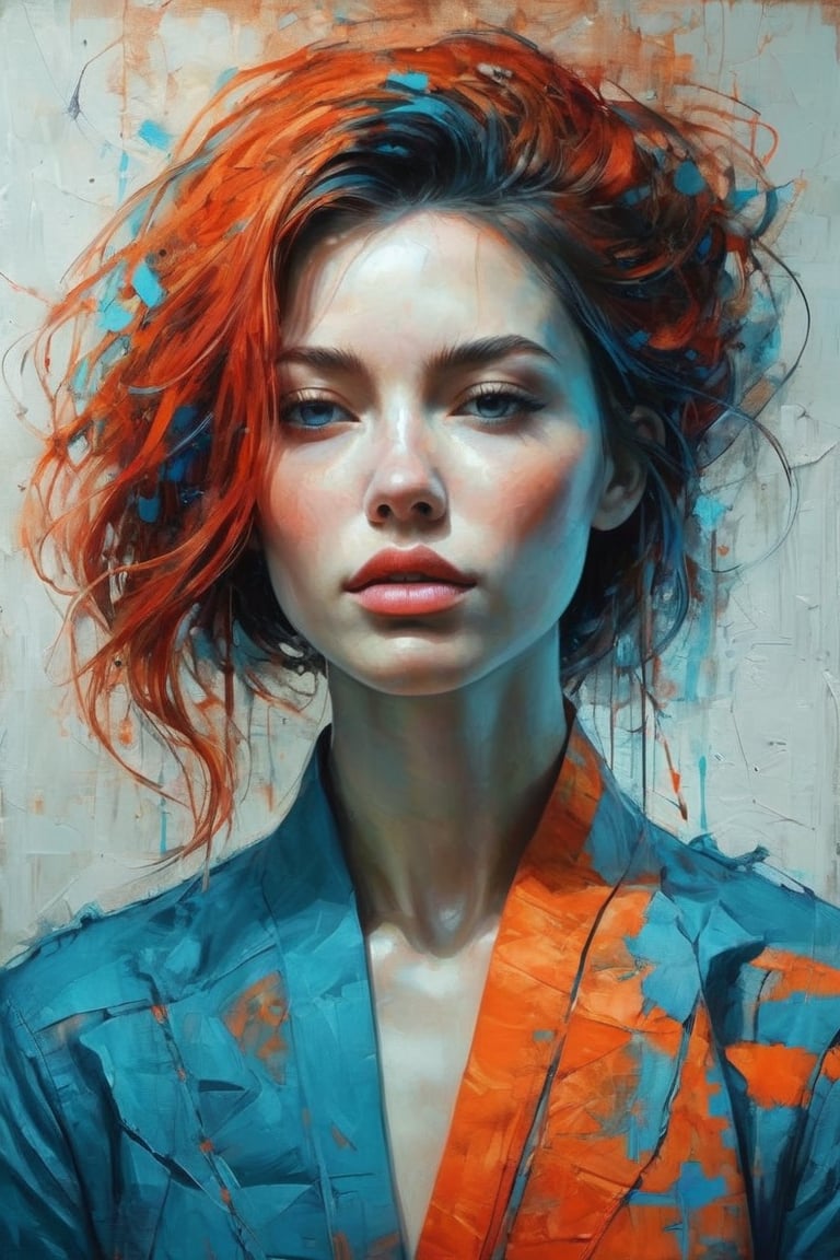 hyperrealistic art style,  a masterpiece stylized painting on torn paper. A blue woman with closed eyes,  in the style of...