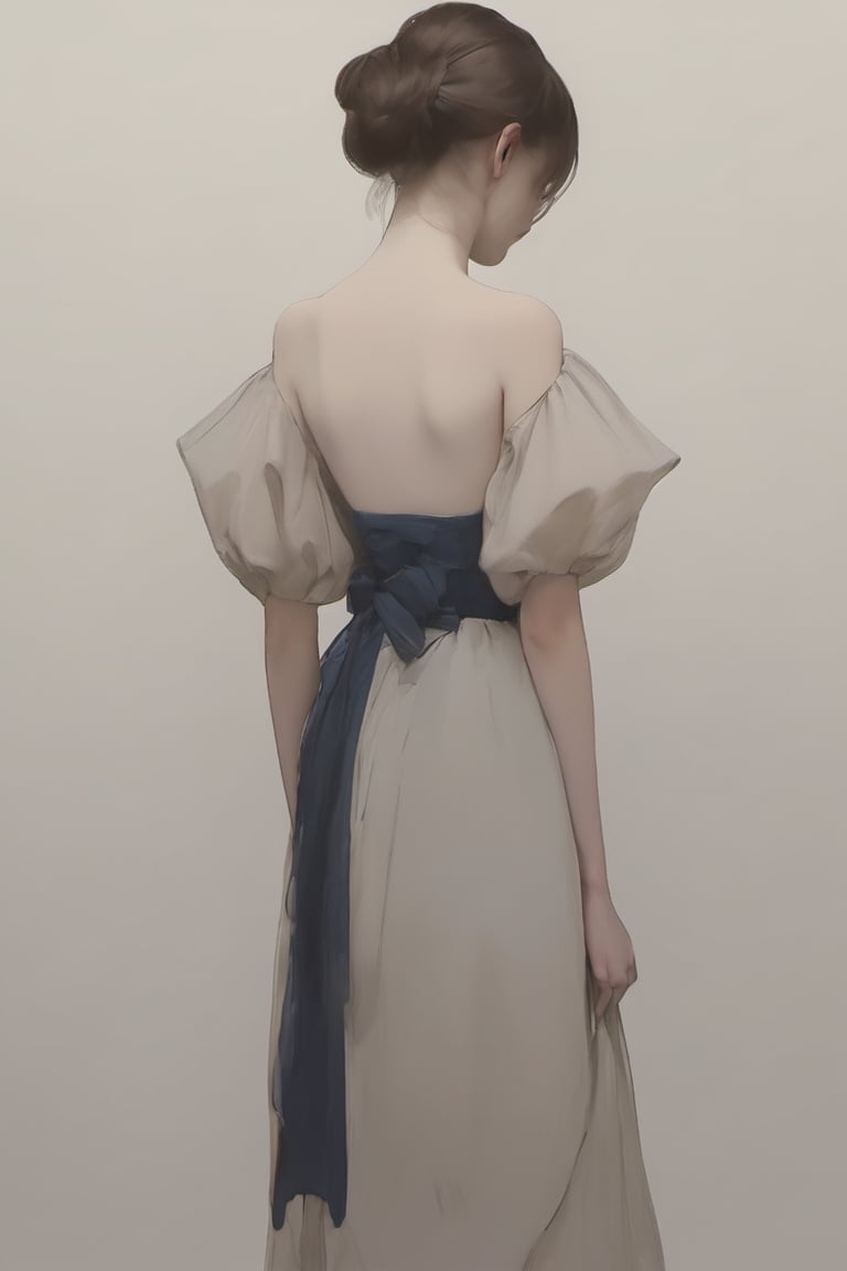 (Best quality, High quality, masterpiece, Artistic, Artistic painting, Painting Naturally, Modernism art, Watercolor, watercolor pencil painting, ligne_claire, Illustration), bare shoulder, 1 girl, deep v neck dress, (Painted by 3 person that is Egon Schiele and Pablo Picasso and John Barkey), stylized art,Asian Girl,Model