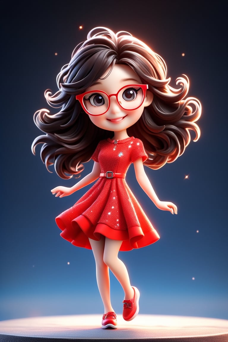 slim beautiful korean girl ,cute smiling face, full body, looking at viewer, close up smile face, blue eyes, beautiful long  hair, black hair ,ice age background ,Ray ban square  specs ,,wearing sexy red ldress,black colour border ,Ultra HD ice  background,waving good bye