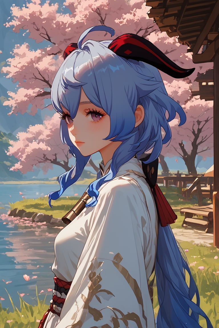 score_10, score_9,score_8_up,score_7_up,score_6_up,score_5_up,score_4_up,source_anime,BREAK, 1girl, 1 girl, solo,

ganyu, 

By the lake, under the cherry blossom trees, gazebo, grassland,