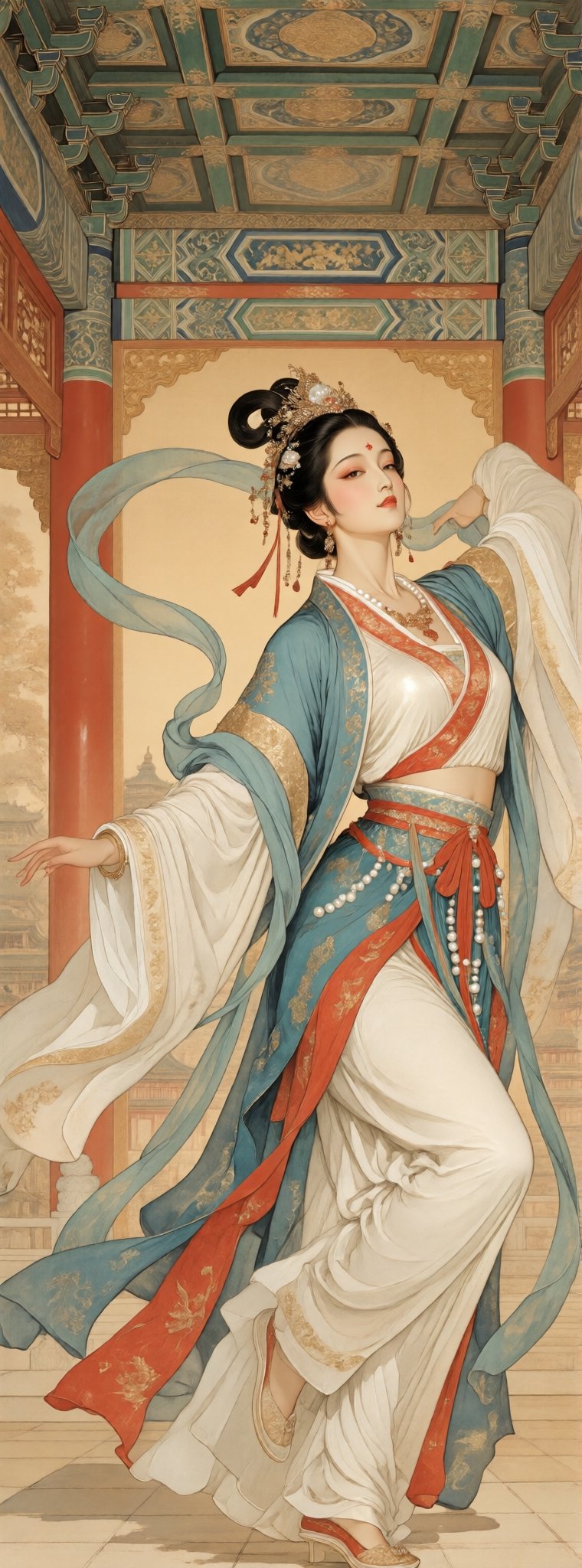 masterpiece:1.25),  Lang Shining inspired imperial court realism,  fusion of Chinese gongbi precision and Western academic...