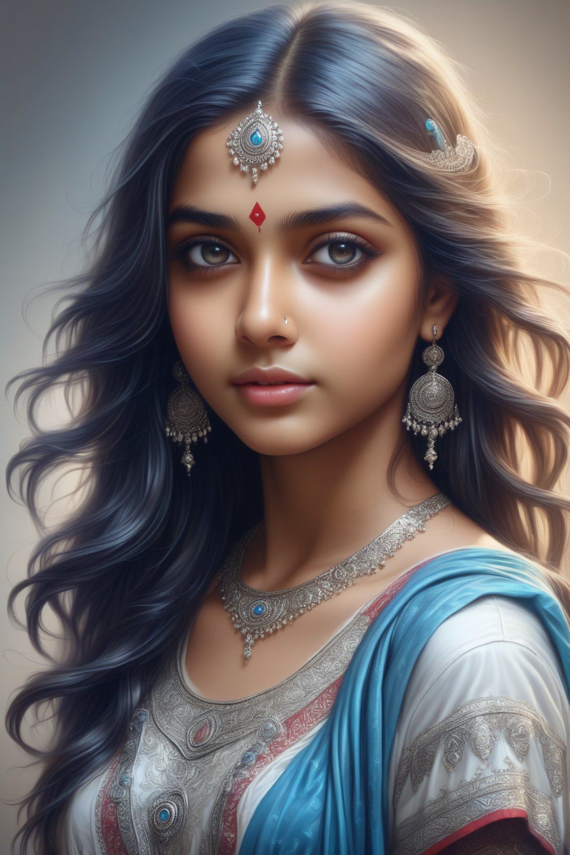 beautiful Indian girl, 23 year old, artist's sketch, realistic, pencil drawing, pencil sketch, digital_drawing, artwork, artwork_(digital), digital_art, digital_artworks, sketch, painting, ,zwuul,DonMM1y4XL,DonMSn0wM4g1cXL,DonMDr4g0nXL,Insta Model,more detail XL