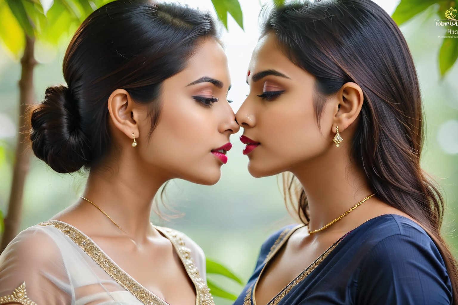 2 beautiful Indian girls,  23 year old,  lesbian girls by snow on Tensor.Art
