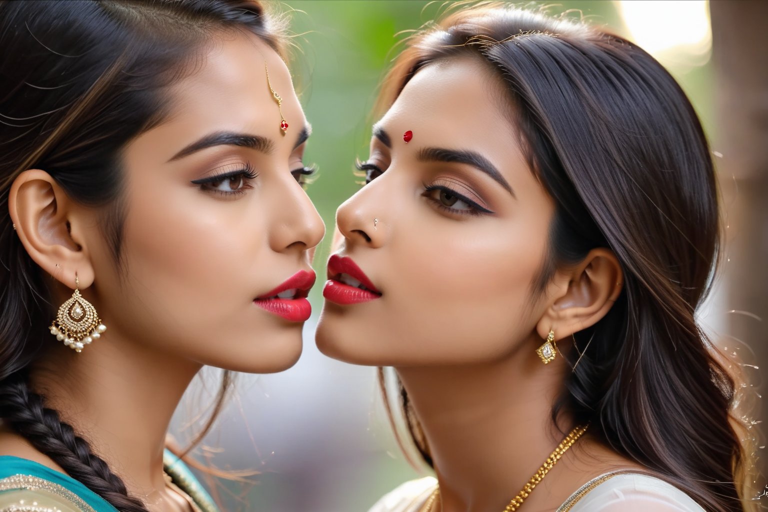 2 beautiful Indian girls,  23 year old,  lesbian girls by snow on Tensor.Art