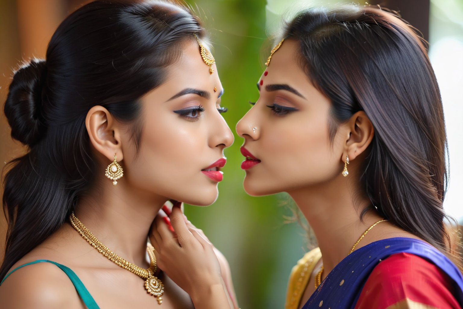 2 beautiful Indian girls,  23 year old,  lesbian girls by snow on Tensor.Art