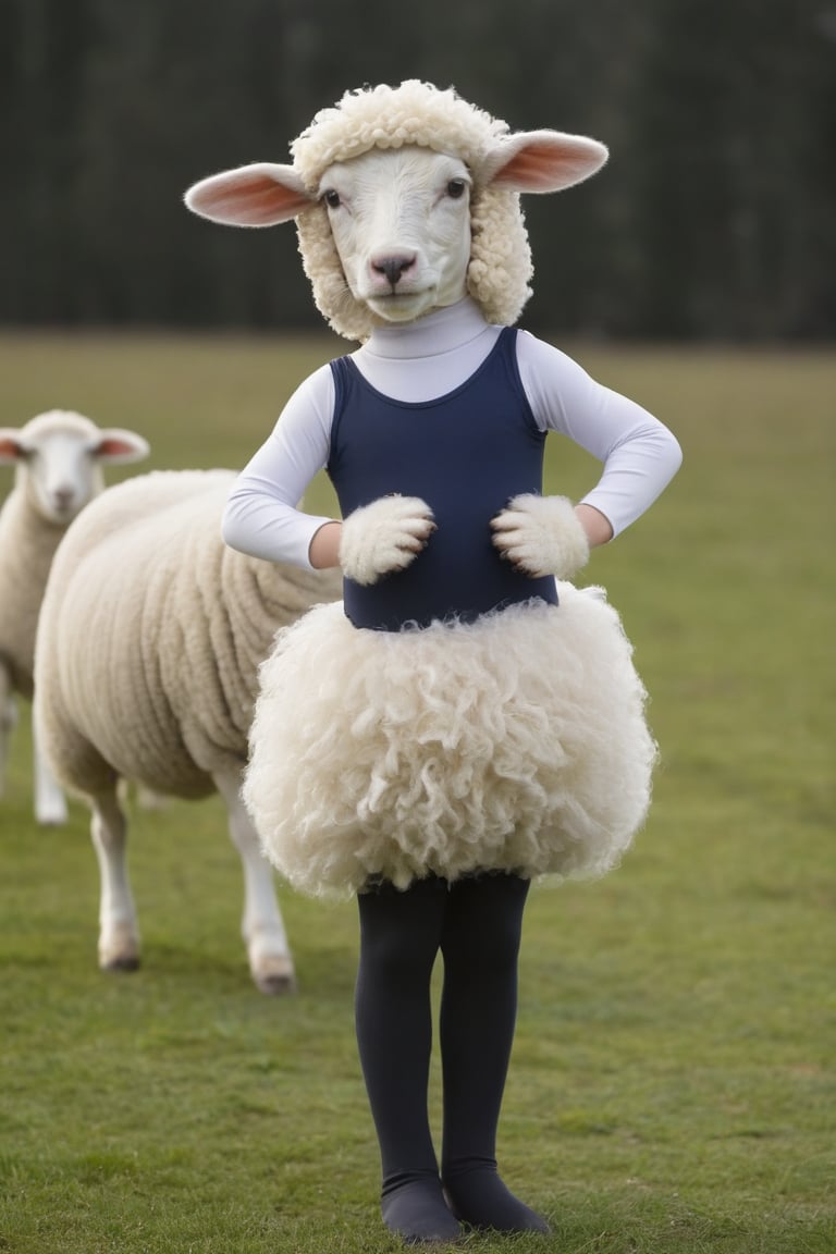 Anthropomorphic sheep dressed leg warmers and leotard by Wabbit on Tensor.Art