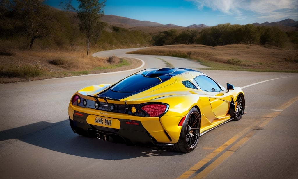 Amidst the endless expanse of a desolate highway, a solitary hyper-realistic figure faithfully navigates the shimmering contours of a maze-like McLaren P1 GT. Colorful, ephemeral, and entrancing geometric Abstract & Conceptual patterns devour the asphalt, seamlessly merging into the nebulous landscape around them. As the sun sets, the Psychedelic sky ignites in a fiery blaze of oranges and purples reflecting off the bilious Craft Art Déco livery of the vehicle.In the grips of this electrifying spectacle, the equilibrized driver demonstrates an inexplicable kinship with the machine, escalating their symbiotic union iridescently within the elusive confines of the Futuristic & Sci-Fi Conceptual highway, oblivious to the phantasmic detritus of time surviving only within the artistic realms of Abstract & Conceptual expression.