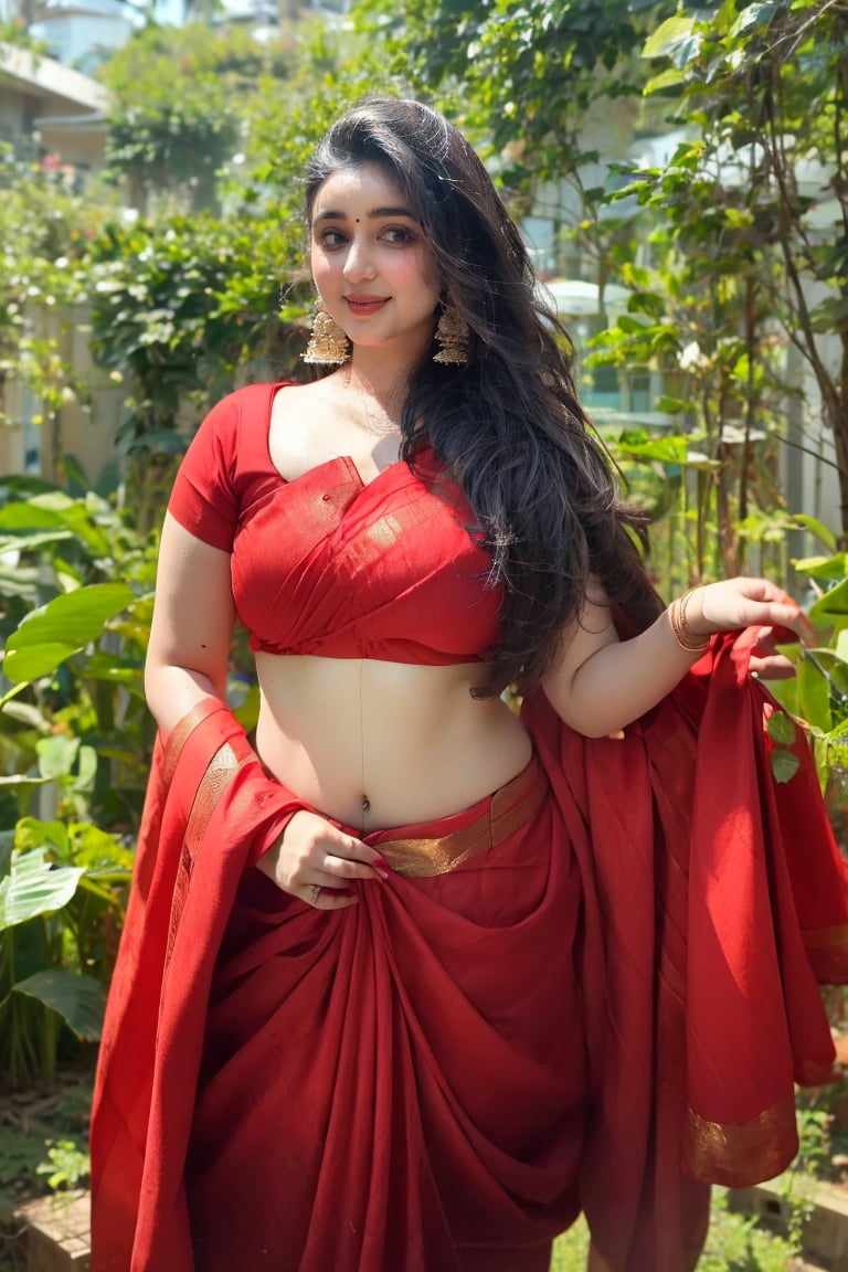 beautiful sexy young  indian queen, 30 year old, elegant, attractive ,long black hair, very detailed and sharp facial features and expressions, very detailed and shinning glossy eyes, very detailed full glossy lips, very detailed shinning hairs, detailed symmetrical perfect face, very detailed surrounding, perfect body anatomy, . Wearing sexy royal saree, her chest subtly emphasized, exuding confidence and grace, adorned with exquisite jewelry including dangling earrings, tiny crown , intricate paper cutting with layered textures and delicate patterns, --ar 16:9 --v 5,big breasts , Woman,nude,ootd,Enhance,T-90M,naked,BreastPit, saree,Nice legs and hot body ,Sareewithoutblouse, OnlySaree