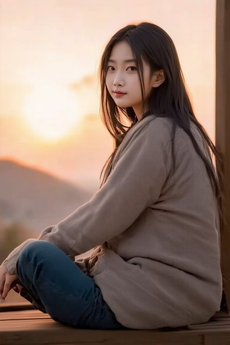 (((score_9, score_8_up, score_7_up, best quality, 4K, 8K, high-resolution, masterpiece, ultra-detailed, realistic, photorealistic))), 
(((lovely girl, sitting on a porch, casual clothes, sunset, fog, mountains on background))),(((high resolution, extremely sharp, ultra-real, extremely detailed, an ultra-realistic photograph captured with a Sony α7 III camera, equipped with an 85mm lens, depicting, The image, taken in high resolution.))) 