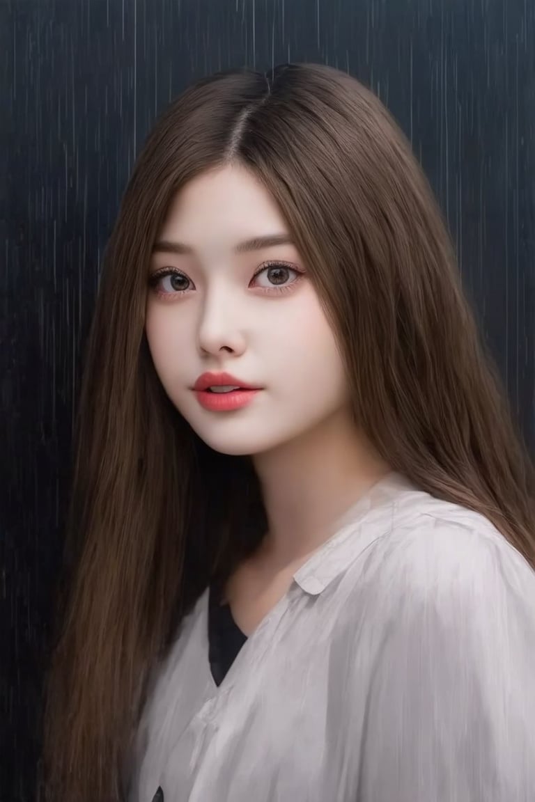 (((score_9, score_8_up, score_7_up, best quality, 4K, 8K, high-resolution, masterpiece, ultra-detailed, realistic, photorealistic, soft light, full-body_portrait))),(((1girl, solo, long hair, looking at viewer, brown hair, closed mouth, upper body, mole, lips, colorful abstract paint on the wall behind her. water color, rain ))),(((high resolution, extremely sharp, ultra-real, extremely detailed, an ultra-realistic photograph captured with a Sony α7 III camera, equipped with an 85mm lens, depicting, The image, taken in high resolution.))) 