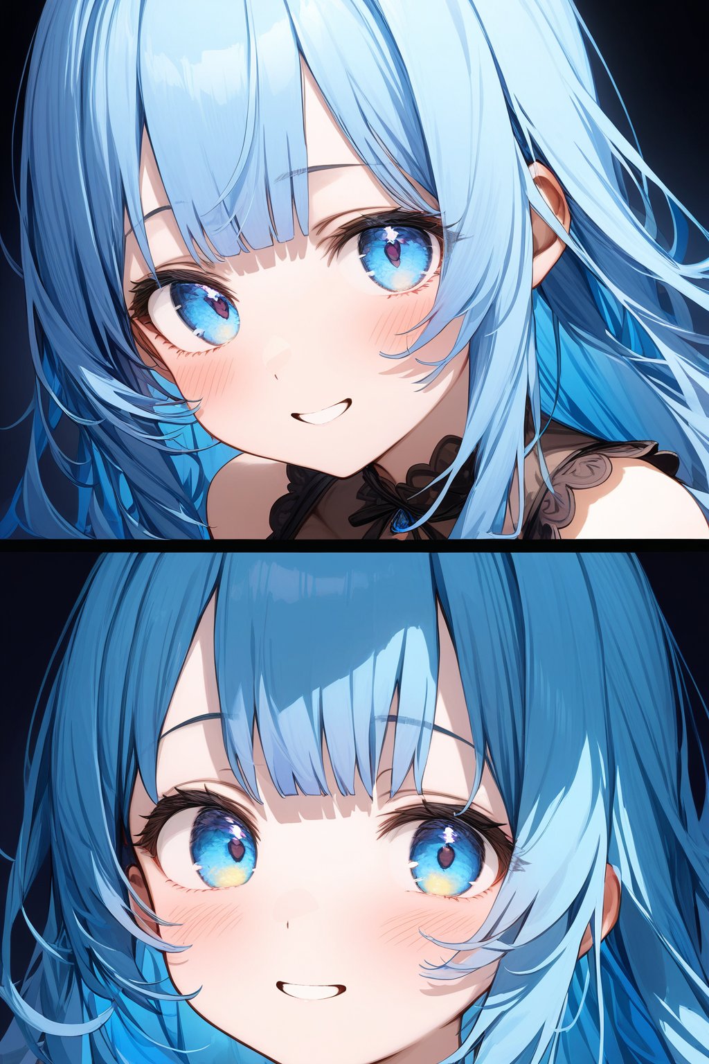 masterpiece, best quality, extremely detailed, (illustration, official art:1.1), 1 girl ,(((( light blue long hair)))), ,(((( light blue long hair)))),light blue hair, , long hair ((blush)) , cute face, big eyes, masterpiece, best quality,(((((a very delicate and beautiful girl))))),Amazing,beautiful detailed eyes,blunt bangs((((little delicate girl)))),(((tareme))),droopy eyes.(true beautiful:1.2), sense of depth,dynamic angle,,,, affectionate smile, (true beautiful:1.2),,(tiny 1girl model:1.2),)(flat chest), masterpiece, best quality, simple background, random hairstyle, 9 girls, character sheet, close-up,Short hair, short hair
