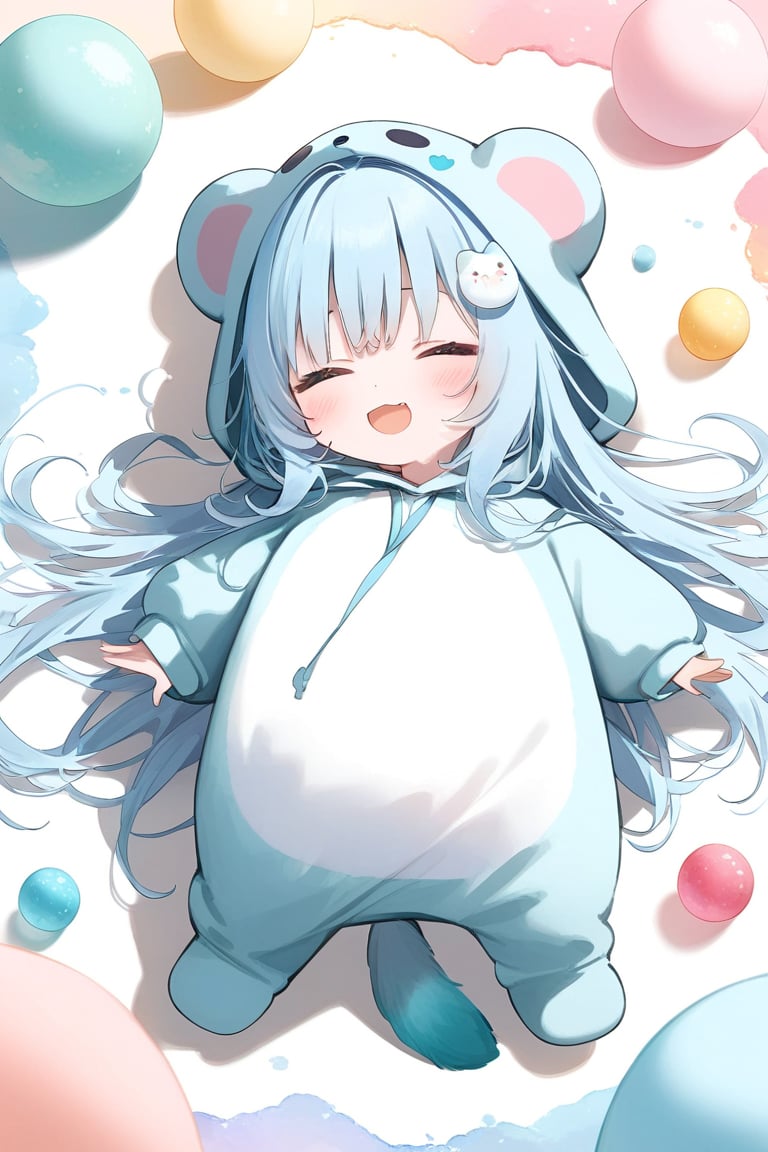 (((( light blue long hair)))),(Pastel colors: 1.3), (Cute illustration: 1.3), (Watercolor: 1.1), With background, One girl, Open mouth and smiling, Beautifully detailed, Hazy, Colorful, Marble, Light particles, Pattern, (Cute background: 1.3), (Very detailed fine touches: 1.3), ///, Short hair, (Full body: 1.3), Transparent watercolor, solo,, masterpiece, best quality, extremely detailed, (illustration, official art: 1.1), 1 girl, (((light blue long hair)))), (((light blue long hair))), light blue hair,, long hair (( blush)), cute face, big eyes, one girl, fluffy, loose, a heartwitched world, masterpiece, highest quality, super detailed, one girl, from above, little, sleep,, animal costumes, sleeping on the bed , pastel color, cute,
