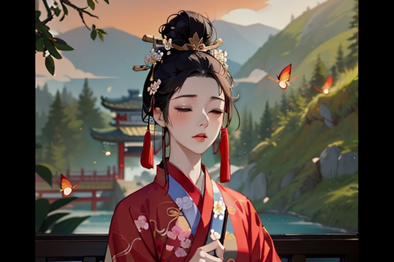 chinese  woman is sleeping
leonardo,Apoloniasxmasbox,ral-chrcrts,firefliesfireflies,cloudstick,yunjindef,pastelbg,ancient_beautiful,myhanfu,heads_hydra,black hair,best quality, hanfu,Chinese general,1girl,floral print,Sugishita,CGY,dilraba, 