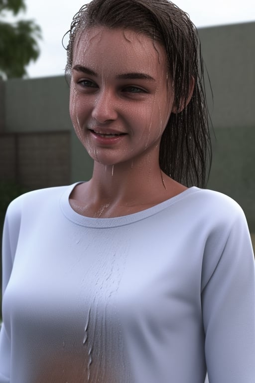 girl, shirt, wet, photorealistic