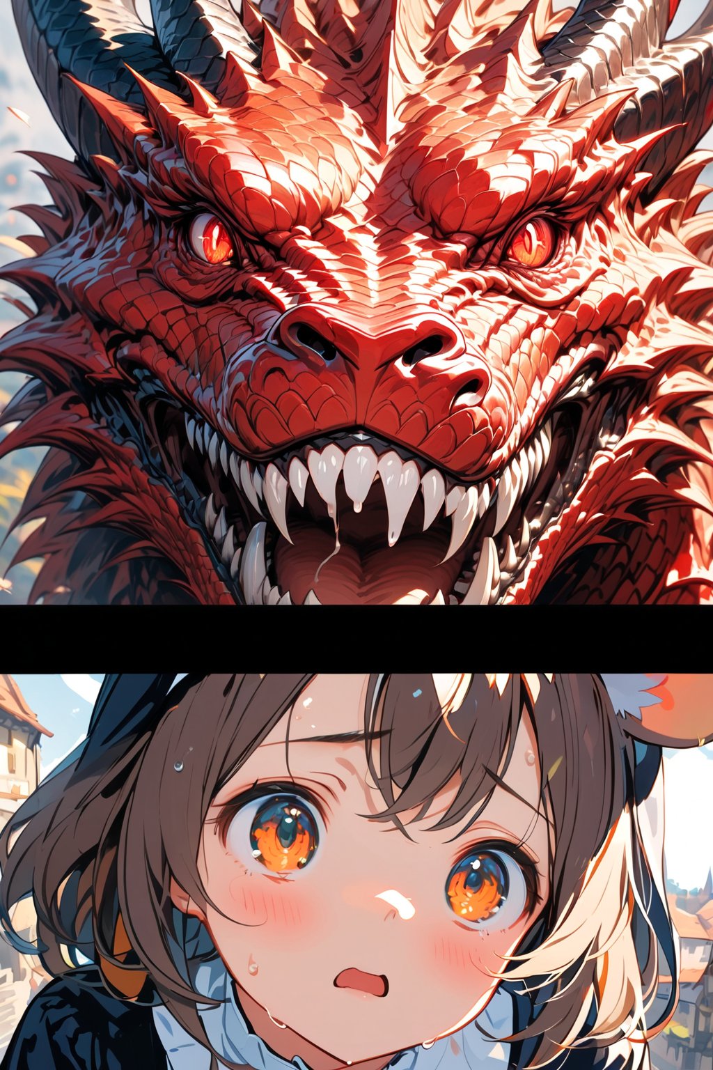 //quality, masterpiece:1.4, detailed:1.4,best quality:1.4,//,evil dragon,realistic dragon,(((red dragon))),(red dragon scales),dragon horns,no humans,glowing eyes,red eyes,fangs,mouth_open,((drooling)),//,close-up,motion_blur, blurry_background,(black background,simple background)