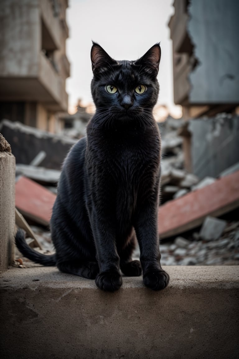 a black cat sitting on a wall,in a ruined city ,low angle view, looking far,full body shot, wide angle lens,Bokeh ruined city
Detailed, Extremely Detailed, Ambient Soft Lighting, Perfect Eyes, Perfect Face, Somber Expression, Some Horror Atmosphere, horror manga protagonist,Cats,Animal,Puppy,Realistic