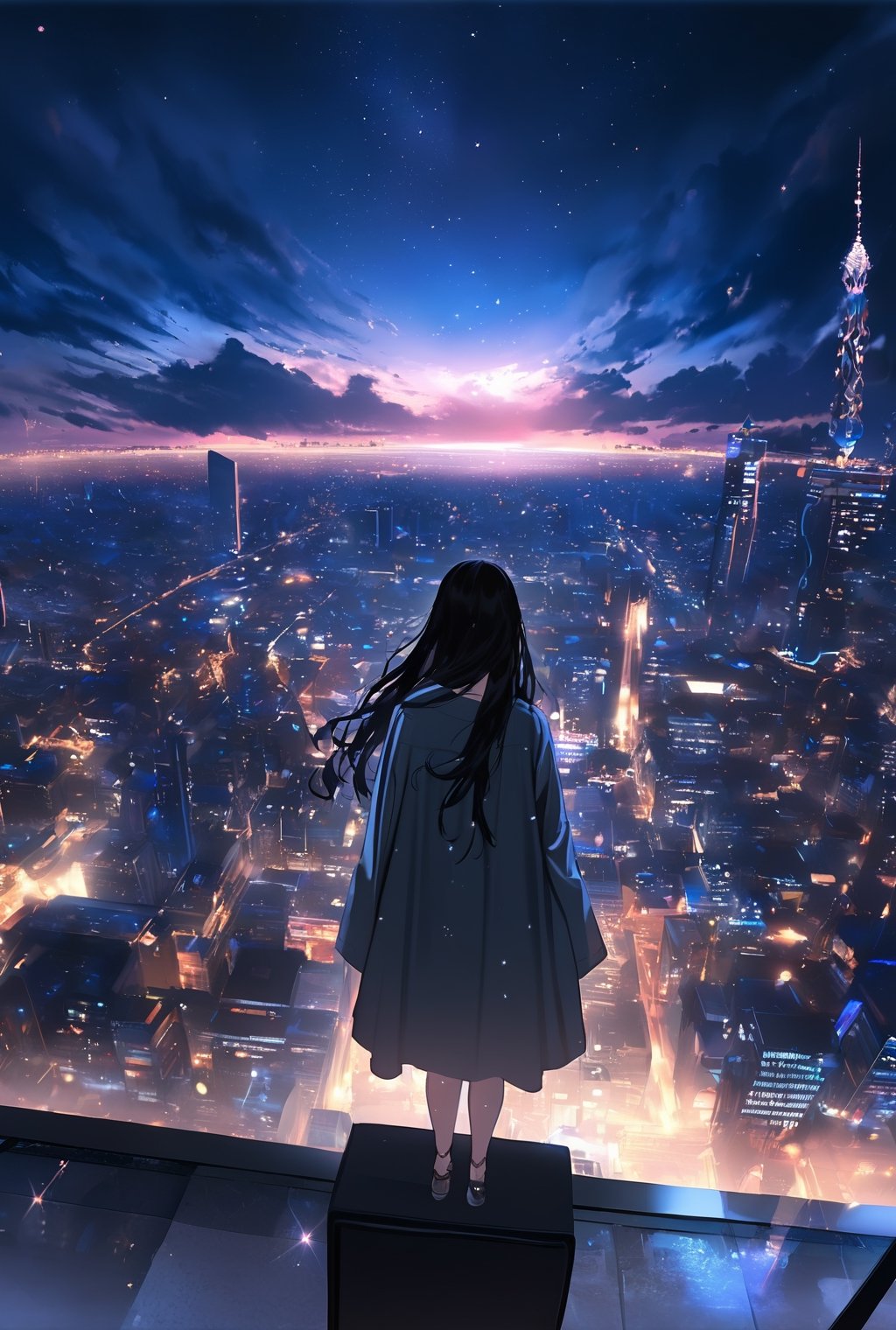 The scene is endlessly beautiful evening darkness transformed into a deep and enchanting night sky,  adding a profound bea...