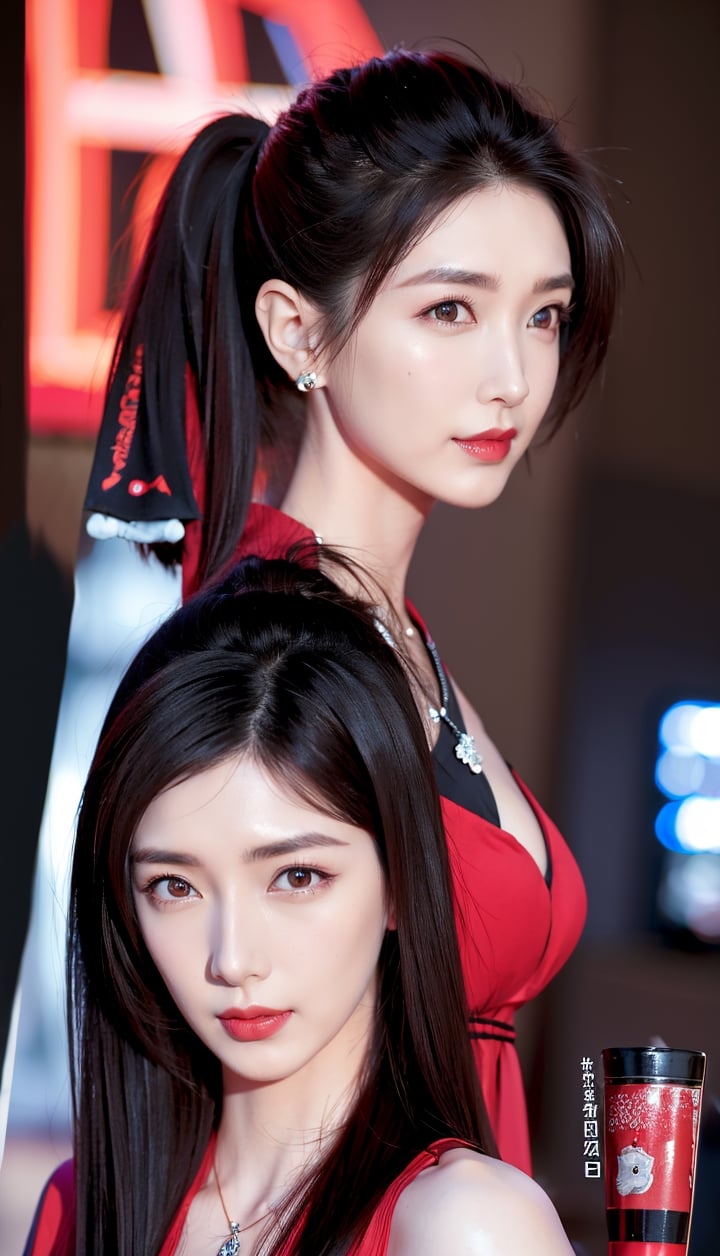 Photo album of Chinese actress Jiang Shuying.
(masterpiece, top quality, best quality, official art, beautiful and aesthetic:1.2), hdr, high contrast, wideshot, 1girl, long black straight ponytail hair with bangs, looking at viewer, clearly brown eyes, longfade eyebrow, soft make up, ombre lips, necklace, large breast, cheering viewer, frosty, kunoichi, (kunoichi theme:1.5), finger detailed, background detailed, ambient lighting, extreme detailed, cinematic shot, realistic ilustration, (soothing tones:1.3), (hyperdetailed:1.2),test