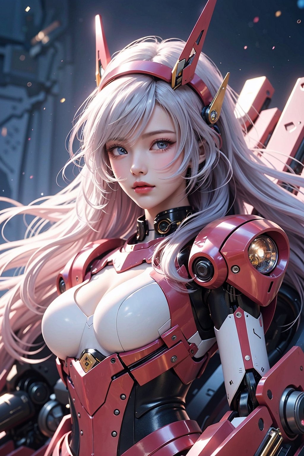 1girl,  Battlefield with tanks in the background,  Battlefield View,  Battlefield Lightings, 8k,  RAW Photo,  Best Quality,  Masterpiece, Realism,{beautiful and detailed eyes}, Led lighting Headdress,  Split Bangs,  Short Hair,  Big Waves,  (mecha musume,  mechanical parts,  robot joints,  single mechanical arm,  headgear,  mechanical halo,  star halo,  electric mechanical bodysuit,  mecha corset,  kimono,  full armor in war),  Long Hair and Glare Eyes,  Cute Face. Dark war,  stunning anime face portrait,  beautiful seductive anime woman,  Guvez style artwork,  go to war,  beautiful anime portrait,  beautiful anime girl,  beautiful war queen, long Laser sword, go to war,  beautiful anime portrait,  beautiful anime girl, beautiful war queen,kimono, full armor, very long hair, white hair, hair between eyes, multicolored hair, blue eyes, glowing eyes, random expression, random action, ancient chinese architecture, starry sky, skyline,Long Laser sword, Battlefield with tanks in the background,mecha