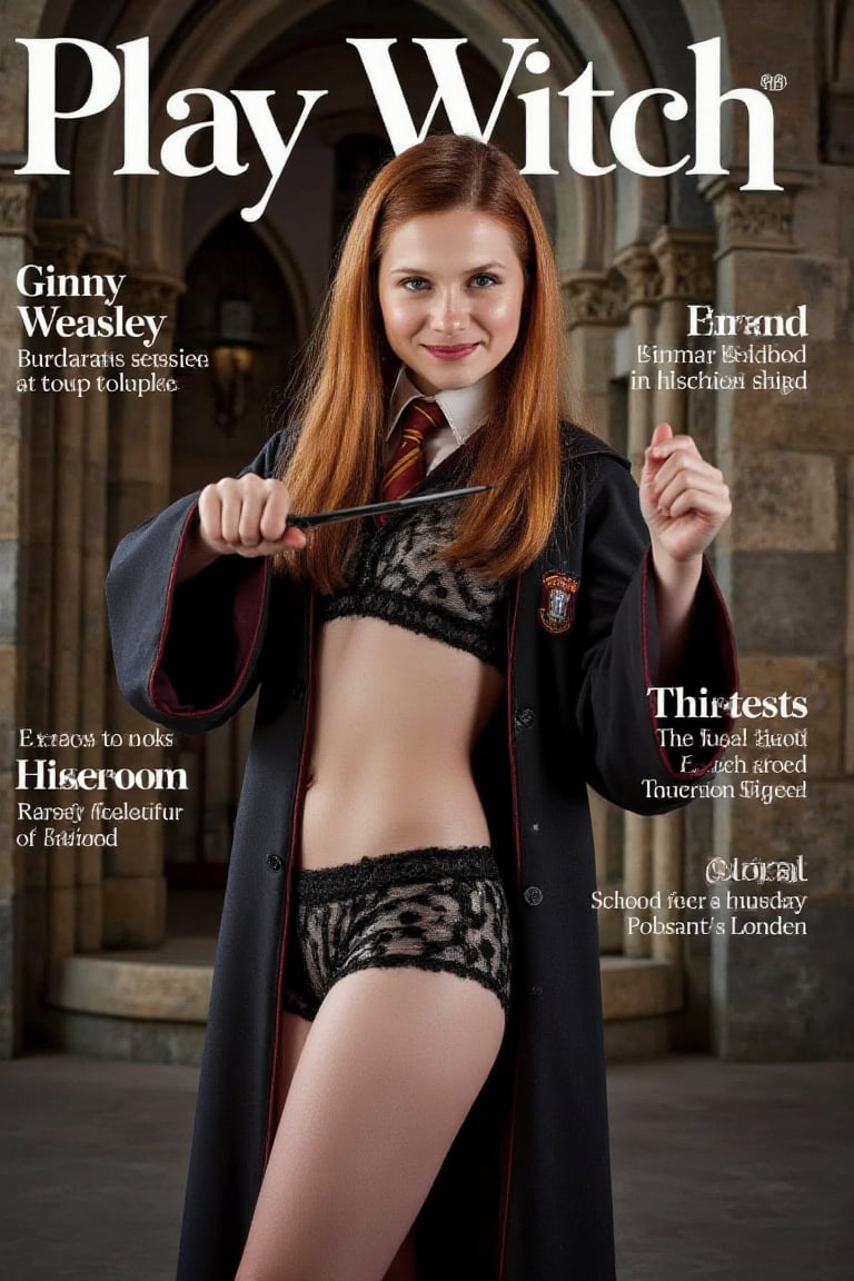 Mock-up Magazine,  "PlayWitch" magazine cover,  featuring "Ginny Weasley" by Creating For Fun on Tensor.Art