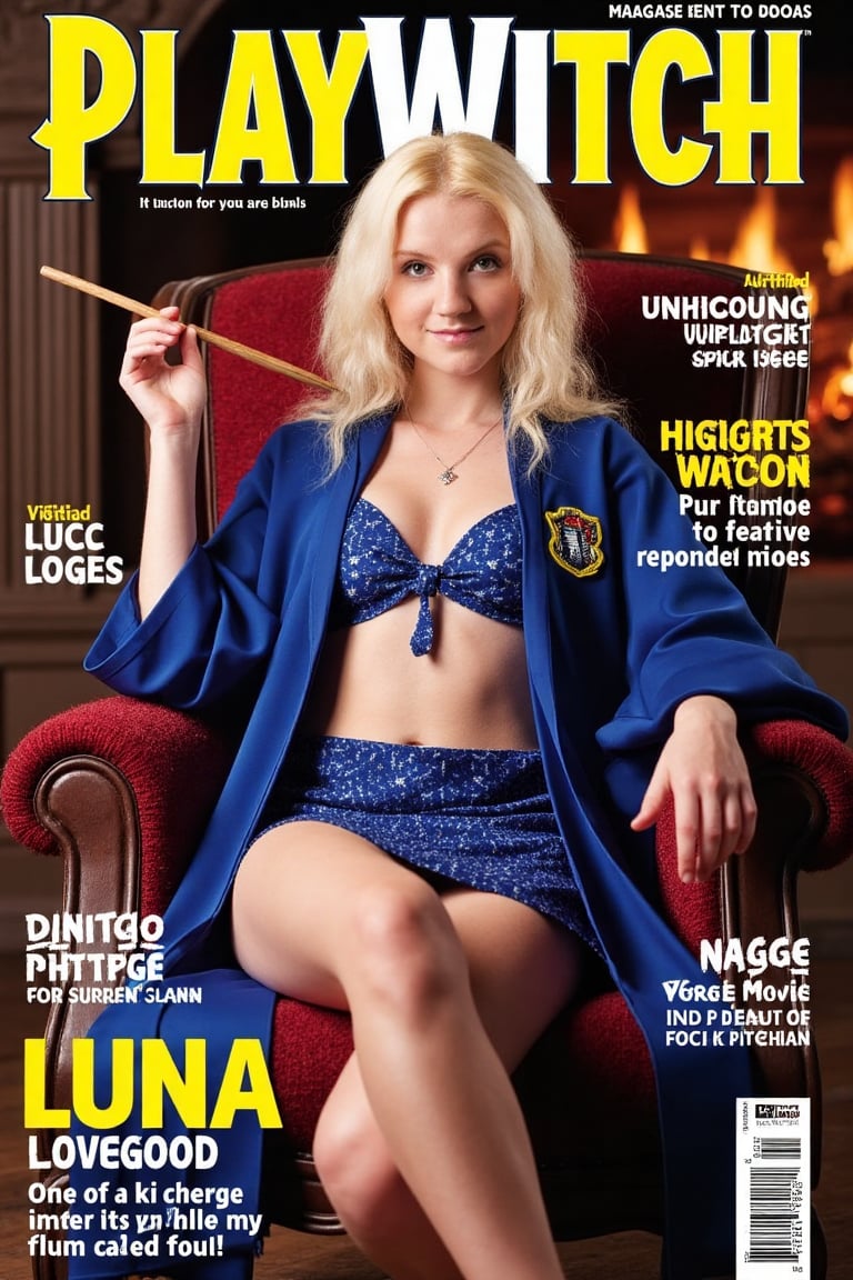 Mock-up Magazine,  "PlayWitch" magazine cover,  featuring "Luna Lovegood" detailed face by Creating For Fun on Tensor.Art