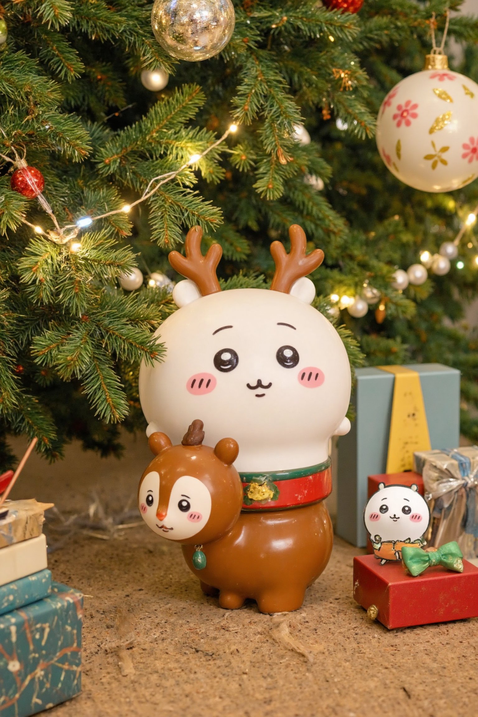 This is a super high-definition photo of "吉伊,  ". cosplay a reindeer,  has been turned into a "Kaiyodo" style figure in a...