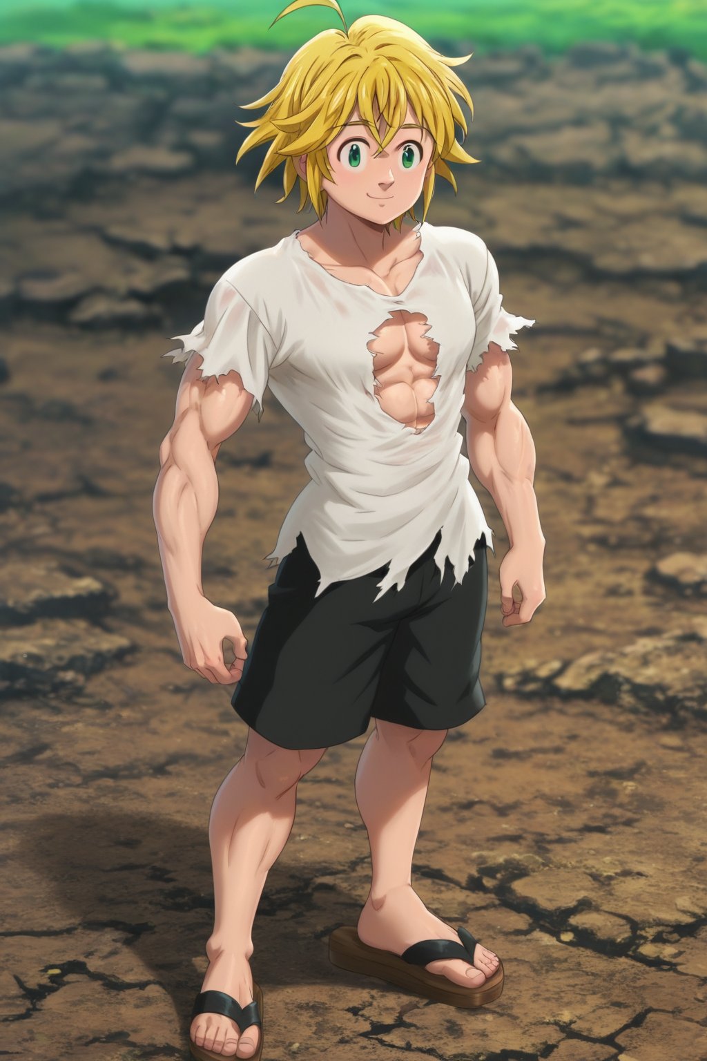 meliodas_nanatsu_no_taizai,  blonde hair,  green eyes by Eduard Paw on Tensor.Art