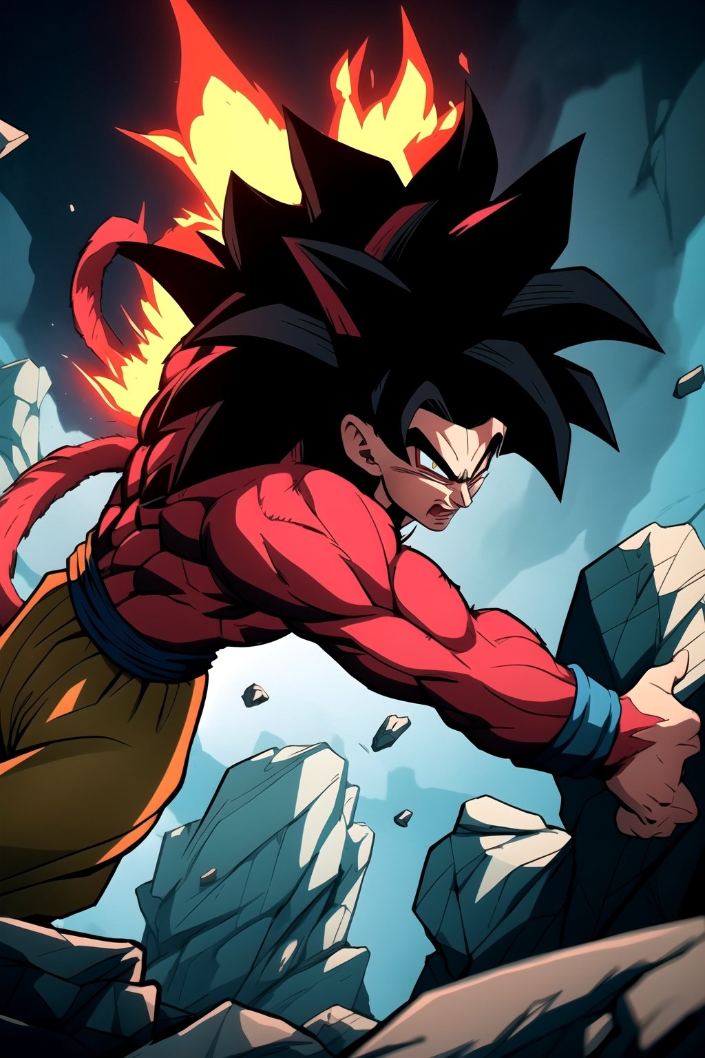 In the world of "DRAGON BALL", a dynamic and action-packed scene unfolds. The focus is on powerful and energetic characters engaged in intense battles. The main characters, Goku and Vegeta, stand at the forefront, showcasing their incredible strength and determined expressions. Their muscular and well-defined bodies are highlighted, with attention to every rippling muscle. Their spiky hair, iconic to the Dragon Ball series, is meticulously detailed.

The scene is set in a vast and vibrant landscape, with colorful exotic plants and towering cliffs. The sky above is adorned with multiple shades of blue, portraying a sense of endless adventure. Bright sunlight shines down, casting dynamic shadows on the characters and the environment. The scene is further enhanced with immersive studio lighting, emphasizing the epic nature of the battle.

One side of the battlefield features Goku, radiating an aura of fiery energy with his glowing Super Saiyan transformation. The other side showcases Vegeta, emanating a brilliant blue aura, representing his intense determination. The clash between their powers creates a dazzling display of energy beams and shockwaves. The environment shakes under the force of their attacks, with rocks and debris flying in all directions.

The overall image quality is of the highest standard, ensuring every detail is richly rendered. The image resolution is set at (best quality, 4k, 8k, highres, masterpiece:1.2) to capture the full glory of the scene. The artwork is portrayed in a realistic and photorealistic style, leading to an immersive experience.

To add a touch of drama and excitement, the color palette leans towards vibrant and vivid tones. Rich blues, fiery reds, and intense yellows dominate the image, creating a visually stunning composition. The lighting effects play a crucial role in this scene, with strategically placed highlights and shadows enhancing the depth and three-dimensionality of the characters and environment.

In summary, the prompt for this Dragon Ball-inspired artwork is:
Goku and Vegeta engage in an intense and dynamic battle scene, showcasing their incredible strength and determination. The landscape is vibrant and diverse, with exotic plants and towering cliffs. The sky above is decorated with multiple shades of blue, depicting an endless adventure. The characters' muscular and well-defined bodies are meticulously detailed, and their spiky hair is iconic. Powerful energy beams and shockwaves emanate from the clash, shaking the environment. The image quality is set at (best quality, 4k, 8k, highres, masterpiece:1.2) with a photorealistic style. The color palette is vibrant, and the lighting effects add depth and drama to the scene.