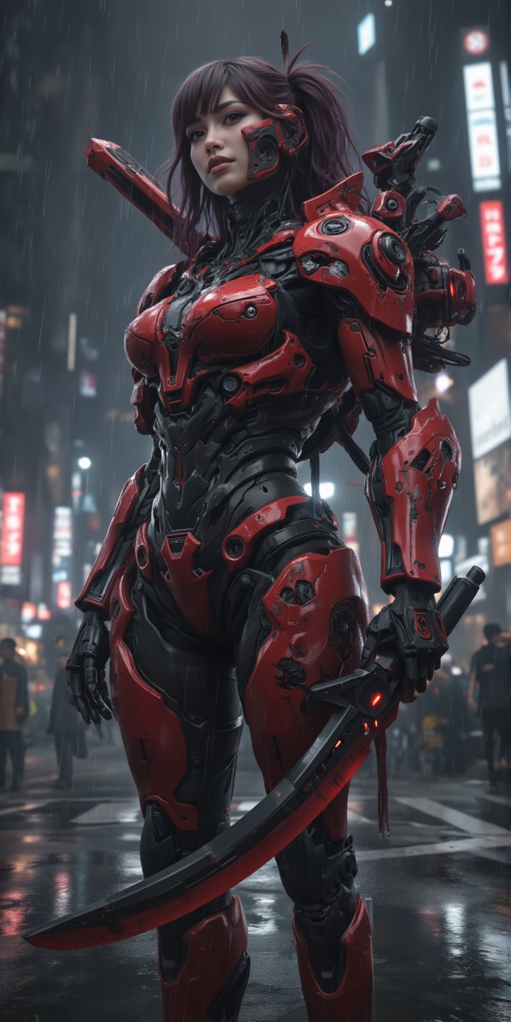 natural beauty,  warrior princess,  wearing scratched bloody futuristic armor by CptLoggs on Tensor.Art