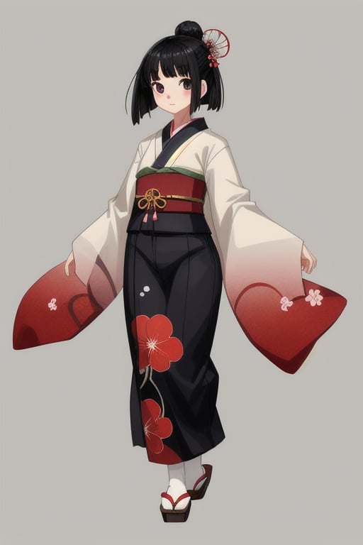 full body, young, black hair, Japanese style background 