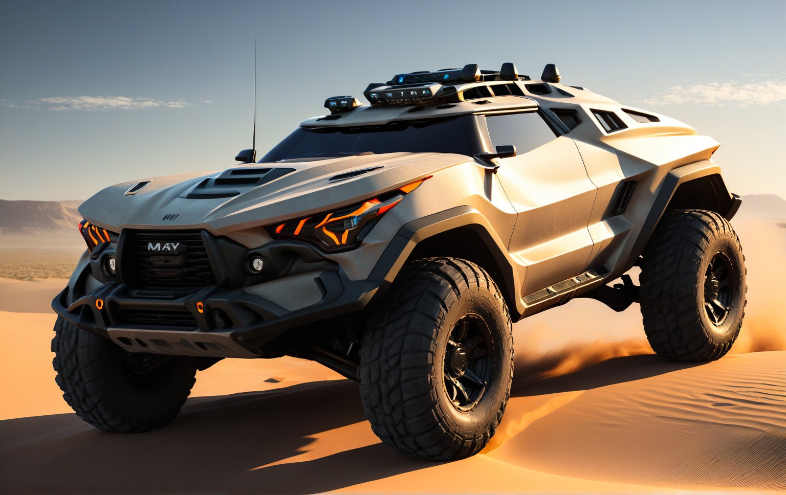 Masterpiece, 4k, High Resolution, Octane Render, Unreal Engine 5, Award Winning, Dramatic Lighting, Intricate, 8k Highly Professional Detail, HDR, Smooth, Sharp Focus, Illustration, Unreal Engine 5, Octane Render, Cinematic Light, dynamic volumetric lighting, Off-road suspension,baja, Armored vehicle,suv, all-terrain vehicle, concept, science fiction, (f150:0.2),oshkosh m-atv jltv,humvee, Knight XV ,future,c_car,JB64,ROBOT