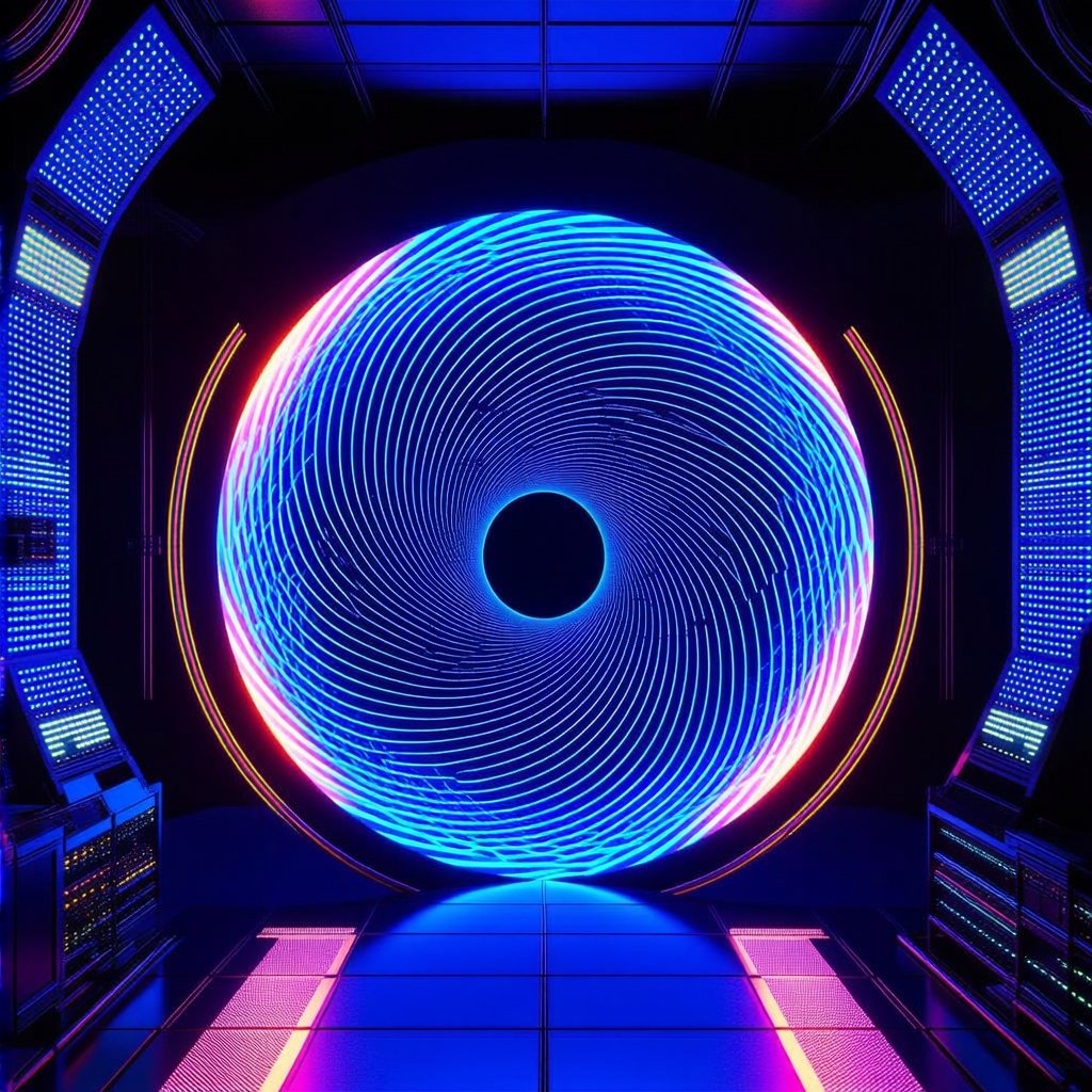 the fictional photograph resembling optical illusions,  noc isometric,  the catastrophe while opening portal in spacious i...