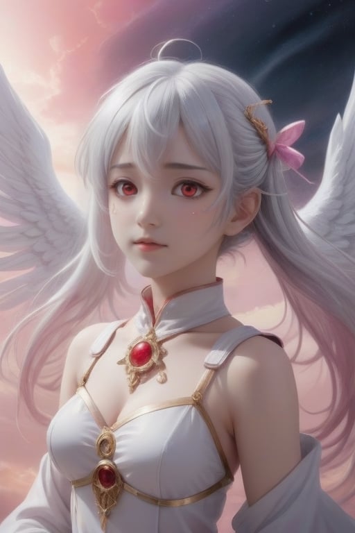 Magical girl with silver hair, red eyes, gray wings praying at sky anime style

Subject: Magical girl with silver hair, red eyes, gray wings

[2] A mesmerizing magical girl with flowing silver hair that shimmers in the sunlight, her piercing red eyes radiating determination and power. Her gray wings extend gracefully from her back, adding an aura of mystique to her presence.
[3] The vast expanse of the sky serves as a canvas for her prayers, painted with hues of purples and pinks, creating a breathtaking backdrop for her magical abilities.
[4] The atmosphere is filled with a mix of anticipation and serenity, as if the very air holds its breath in admiration of her connection to the celestial realm.
[5] Anime-style illustrations capture the dynamic movement and intricate details of her magical girl transformation, emphasizing the vibrant colors and ethereal glow surrounding her.
[6] CLAMP, Naoko Takeuchi, Studio Ghibli, Makoto Shinkai, Magic Knight Rayearth, Puella Magi Madoka Magica —c 10 —ar 2:3