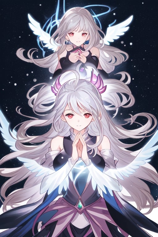 Magical girl with silver hair, red eyes, gray wings praying at sky anime style

Subject: Magical girl with silver hair, red eyes, gray wings

[2] A mesmerizing magical girl with flowing silver hair that shimmers in the sunlight, her piercing red eyes radiating determination and power. Her gray wings extend gracefully from her back, adding an aura of mystique to her presence.
[3] The vast expanse of the sky serves as a canvas for her prayers, painted with hues of purples and pinks, creating a breathtaking backdrop for her magical abilities.
[4] The atmosphere is filled with a mix of anticipation and serenity, as if the very air holds its breath in admiration of her connection to the celestial realm.
[5] Anime-style illustrations capture the dynamic movement and intricate details of her magical girl transformation, emphasizing the vibrant colors and ethereal glow surrounding her.
[6] CLAMP, Naoko Takeuchi, Studio Ghibli, Makoto Shinkai, Magic Knight Rayearth, Puella Magi Madoka Magica —c 10 —ar 2:3,YAMATO,emilia,light,lawine,fftultima,ayaka_genshin,TifaFF7,defTifa