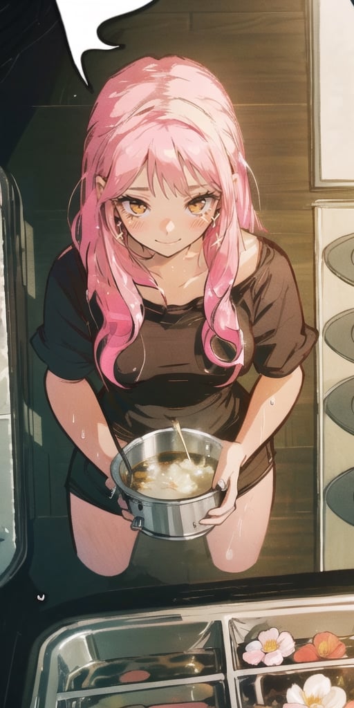 //quality, masterpiece,high_resolution, detailed, ((high quality)),,//character, ((1girl)), ,(rabbit_girl|white rabbit_ears|pink hair|red eyes),long hair, white school_swimsuit,((speech_bubble|,?,???,|question_mark|)),//,(, ,large cooking_pot,flower,flowers in the pot,holding pot),// (panicking),wet,wet_hair, (scared), cold sweat,nervous,// background, ((room, indoor)),more detail XL,aesthetic,((,from_above,viewed_from_above,))