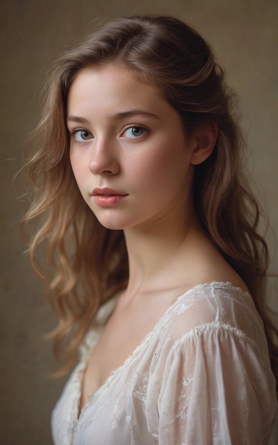 Beautifully lit portrait of a lovely teenage girl captured in an artistic manner by David Hamilton. The photograph highlig...