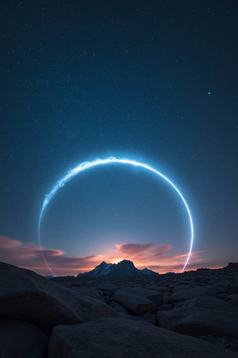 A giant bubble shines in the night sky