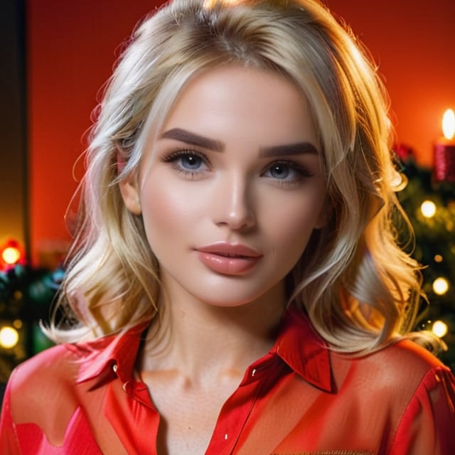 RAW photo,  portrait of a beautiful blonde woman wearing a red shirt (high detailed skin:1.2),  8k uhd,  dslr,  soft lighting,  high quality,  film grain,  Fujifilm XT3,  ((((hands))), 
,Mar1lyn_pos3,Apoloniasxmasbox