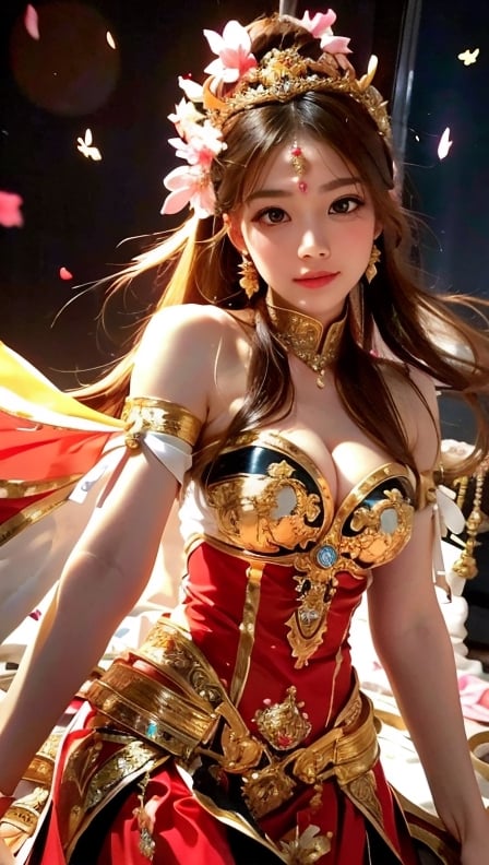 Real, masterpiece, highest quality, original photo, 1 girl, dynamic pose, wearing ancient royal dress, as if dancing, ray tracing, depth of field, low key, HDR, acjc