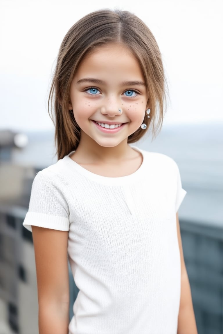 A full body view of a beautiful and confident young tween girl with a radiant smile stands tall,well-formed body, her face glowing with determination. Her eyes sparkle with intelligence and kindness, reflecting her inner strength. Her body language is assertive conveying a message of empowerment and positivity. Alluring Style wear. The background is simpel, emphasizing her presence and the beauty of her smile.((Full Body View))
General:

A serene face with closed eyes and a gentle smile.
A determined face with furrowed brows and a clenched jaw.
A playful face with wide eyes and a mischievous grin.
A curious face with raised eyebrows and a tilted head.
Specific:

A young face with freckles and rosy cheeks.
A face with piercing blue eyes and a strong jawline.
A face with expressive eyes and a soft smile.
A face with a neutral expression, revealing no emotions.
Style:

A realistic face with detailed features.
A stylized face with exaggerated proportions.
A human face with large eyes and a simple design.
A futuristic face with glowing eyes and metallic accents.

 