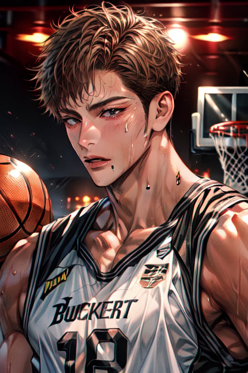 brown curly hair,  boy playing basketball,  brown hair with curlers by †⨭-χὶϻϵἠἏ↭⨏∄Ř-⨮† on Tensor.Art