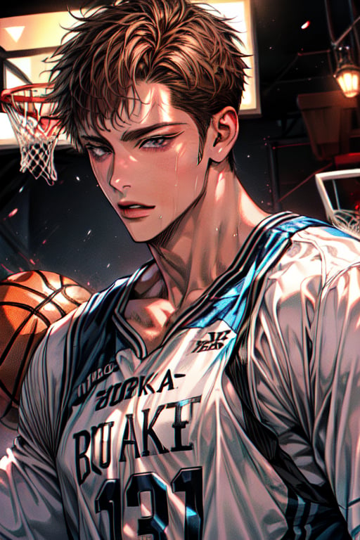 brown curly hair,  boy playing basketball,  brown hair with curlers by †⨭-χὶϻϵἠἏ↭⨏∄Ř-⨮† on Tensor.Art