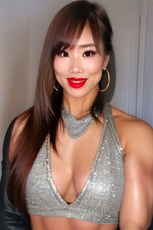 slim girl, beautiful detailed eyes, model makeup, supermodel outfit, sexy outfit, kairi sane hairstyle, kairi sane face, red lips, full body shot,sole_female, hoop earrings,kairisane